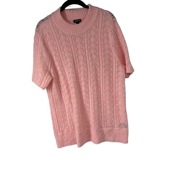 Torrid Pink Pointelle Pullover Short Sleeve Sweater  Sz 1 XL 14 16 Women’s - Picture 2 of 8